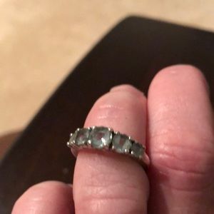 Aquamarine 5 stone band ring sterling